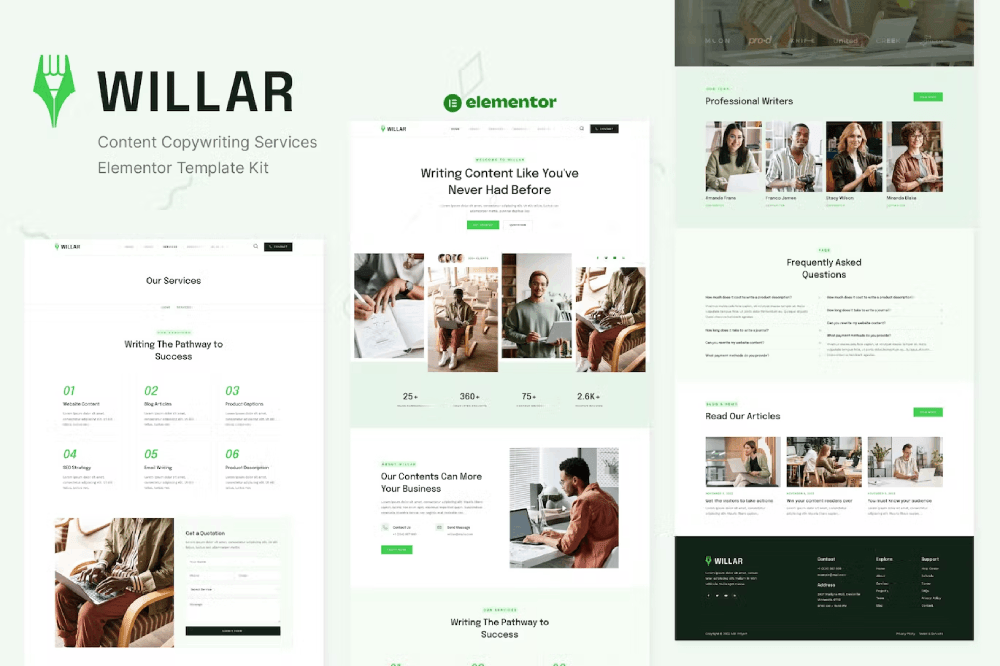 Willar – Content Copywriting Services Elementor Template Kit