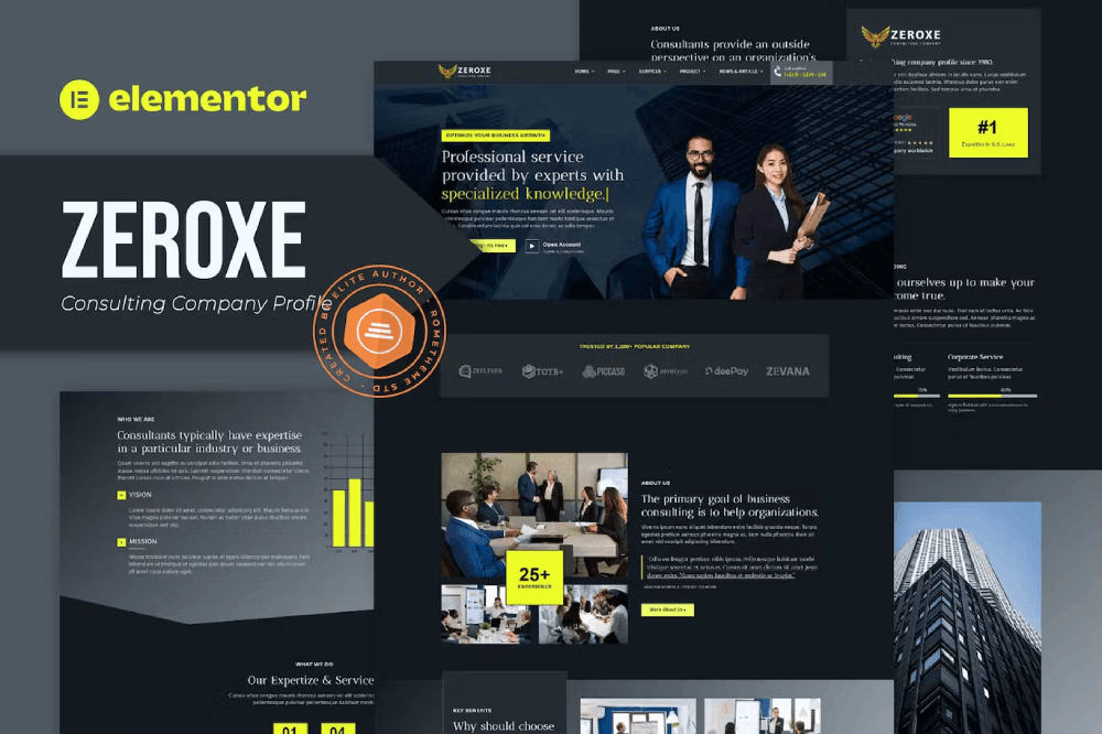 Zeroxe Consulting Company Profile Elementor Template Kit