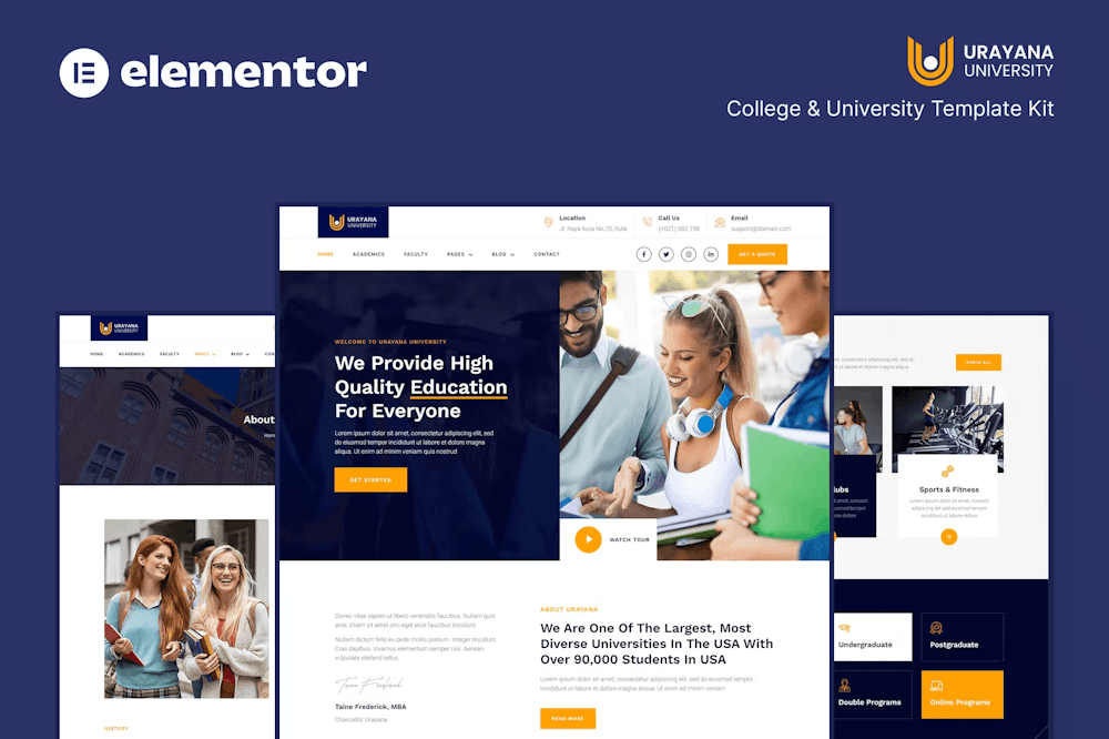 Urayana – University & College Elementor Template Kit