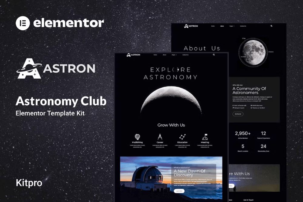 Astron – Astronomy Elementor Template Kit Templategoat