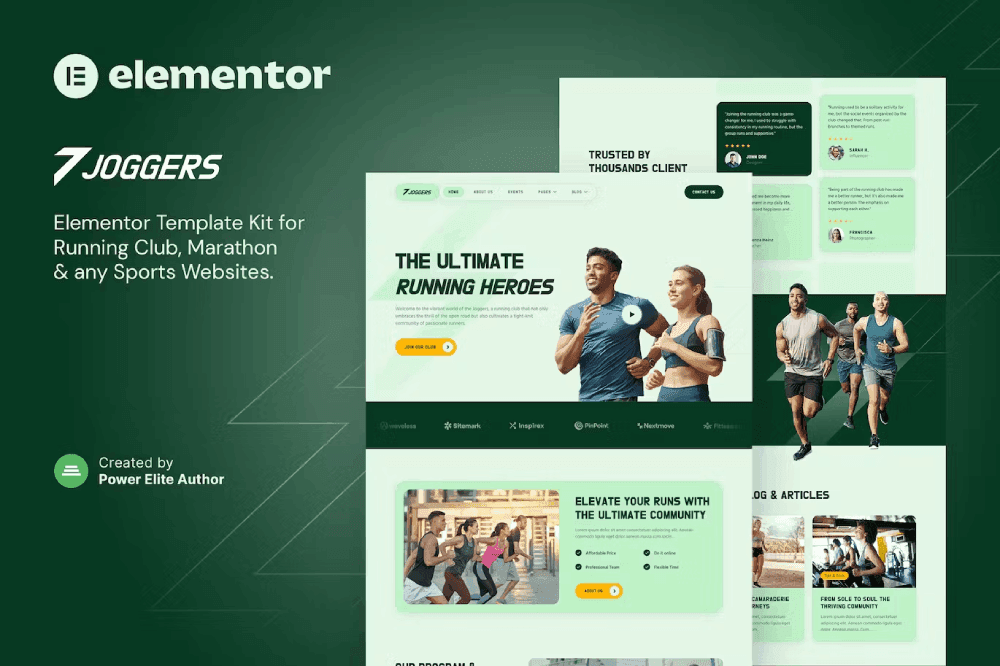 Joggers – Marathon Running Club & Sports Events Elementor Template Kit TemplateGoat