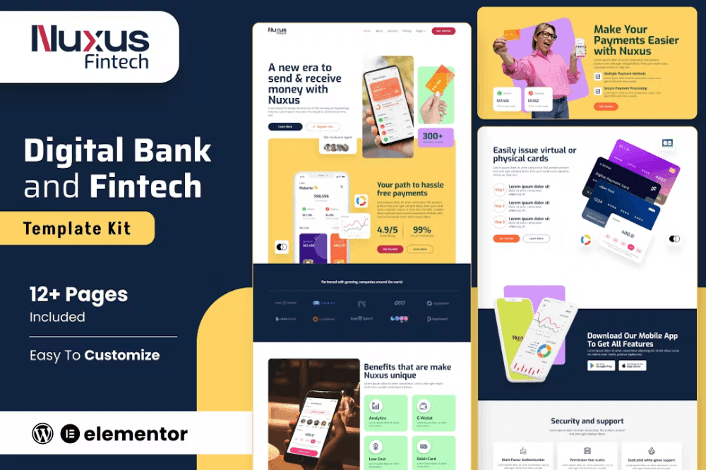 Nuxus – Online Payment Gateway Elementor Template Kit TemplateGoat