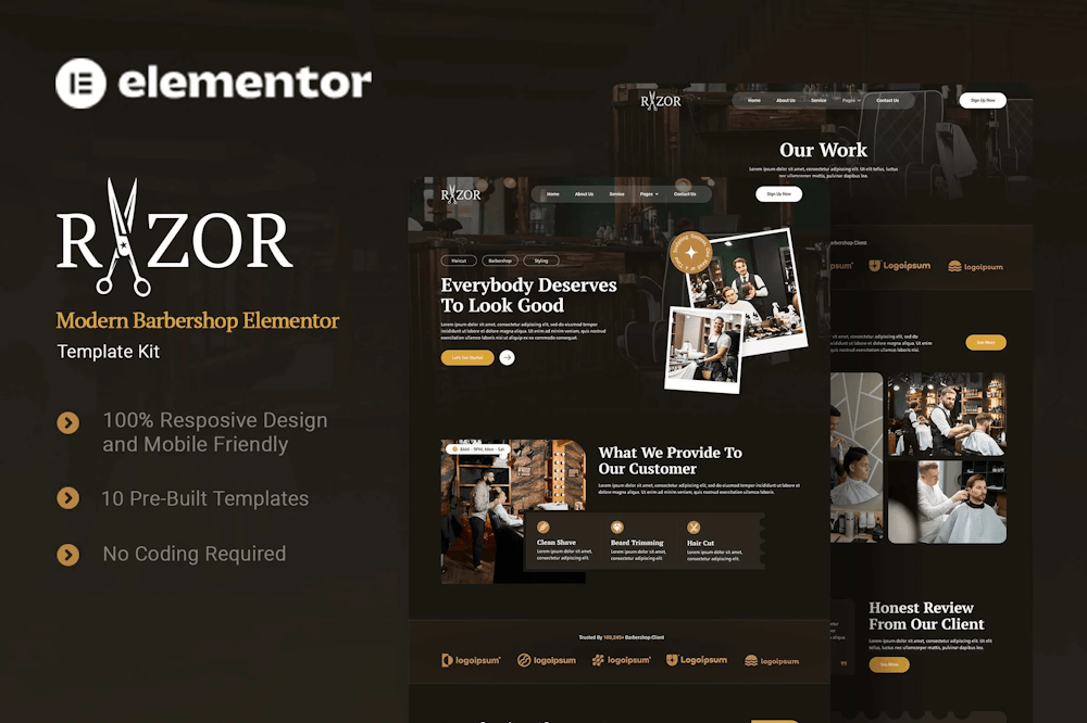 Razor - Modern Barbershop Elementor Template Kit