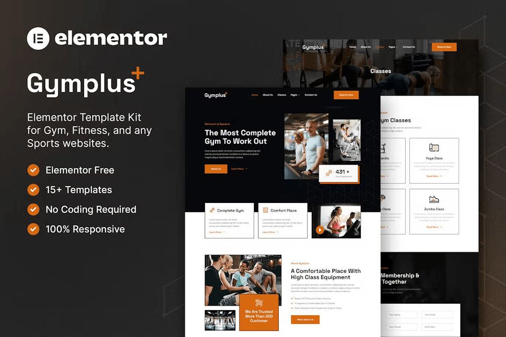 Gymplus – Gym & Fitness Elementor Template Kit