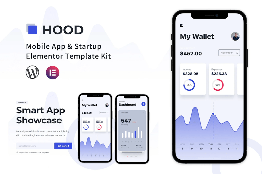 Hood - Mobile App & Startup Elementor Template Kit