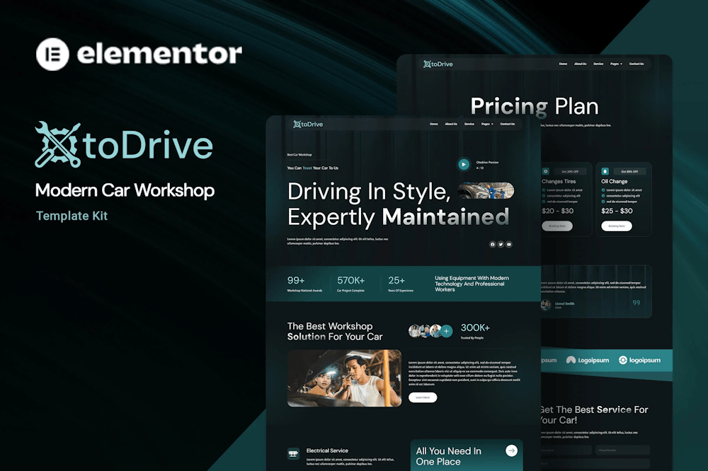 Otodrive - Modern Car Workshop Elementor Template Kit