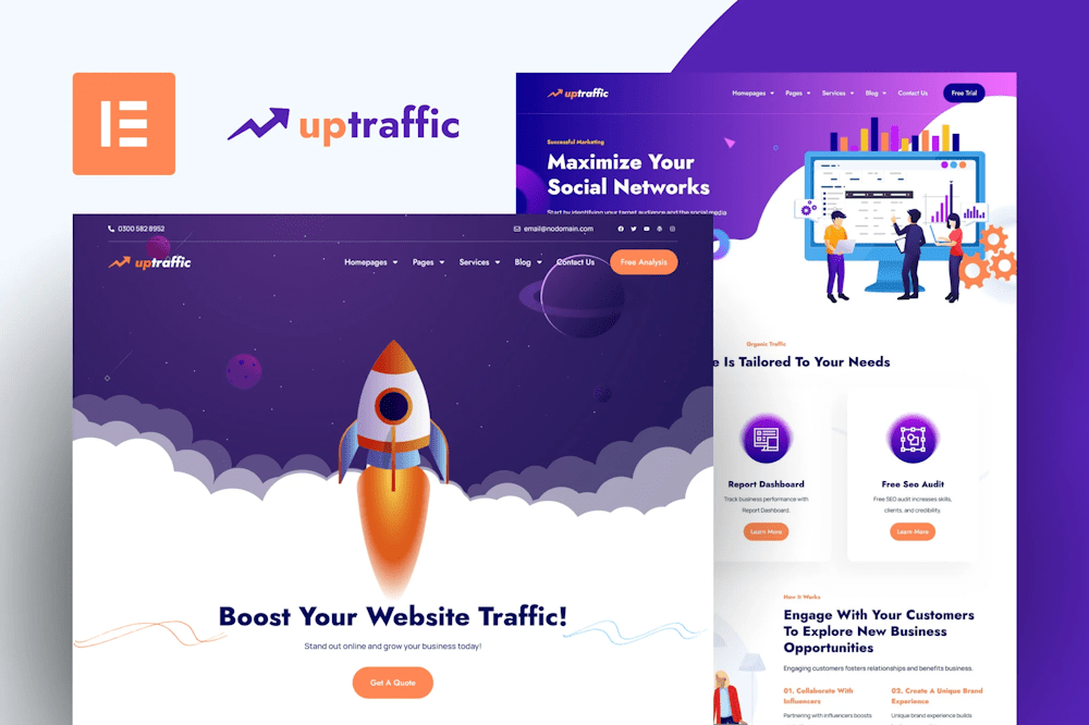 Uptraffic – Digital Marketing Agency Elementor Pro Template Kit