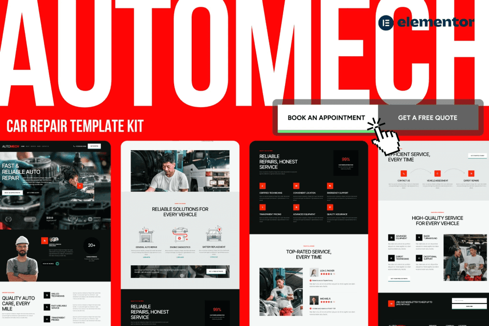 Automech – Auto Repair Service Elementor Template Kit TemplateGoat elementor template free download