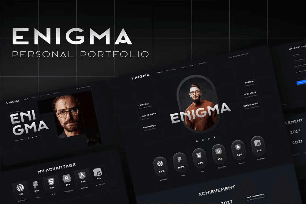 Enigma – Personal Portfolio Elementor Template Kit templategoat portfolio Elementor template