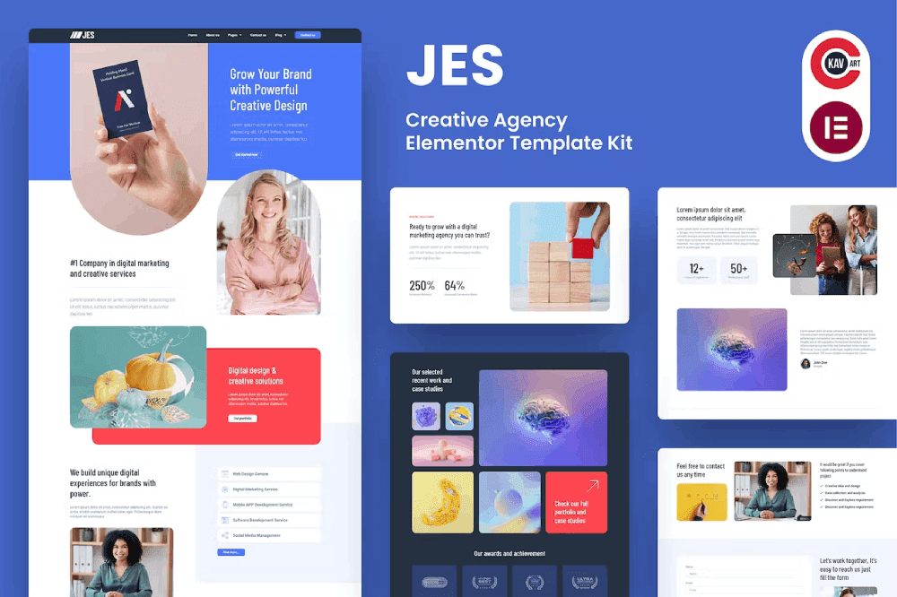 Jes – Creative Agency Elementor Pro Template Kit Templategoat Agency Elementor Pro Template Kit
