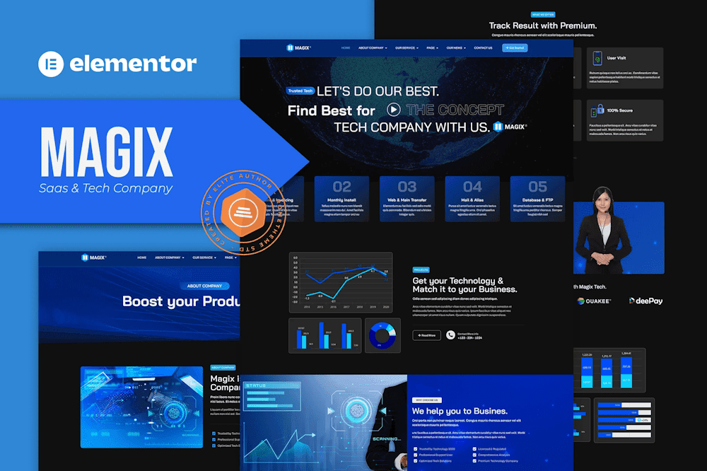 Magix - Saas & Tech Company Elementor Template Kit templategoat SaaS Elementor template