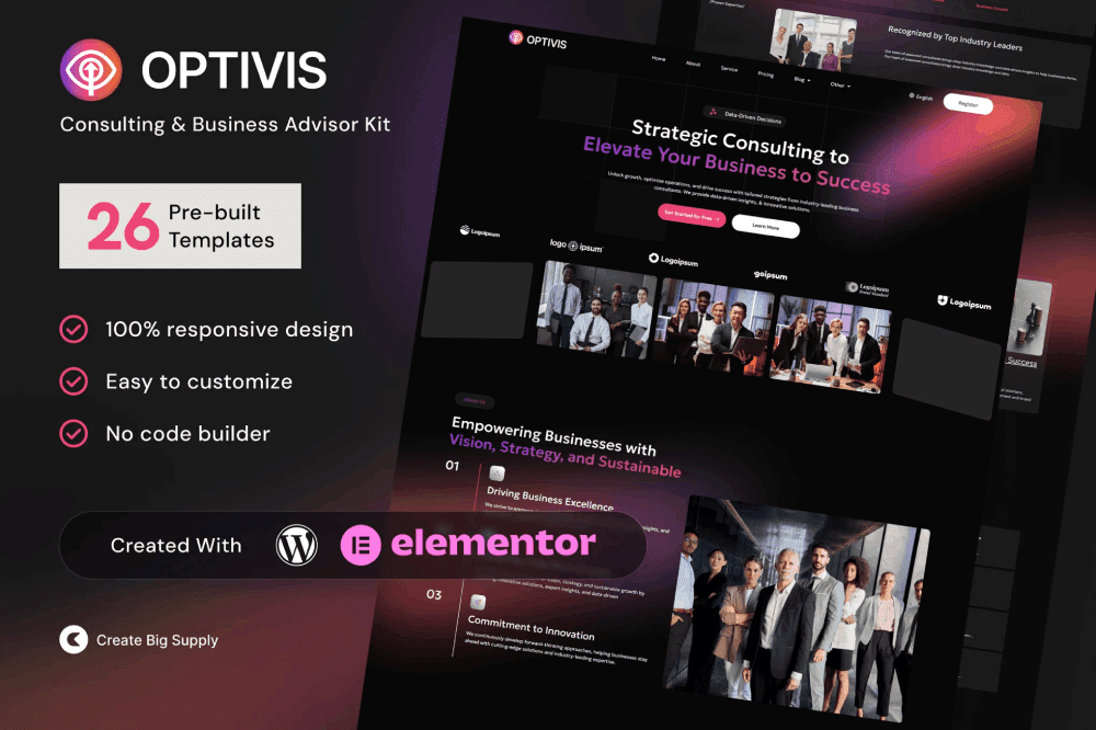 Optivis – Consulting & Business Advisor Elementor Template Kit