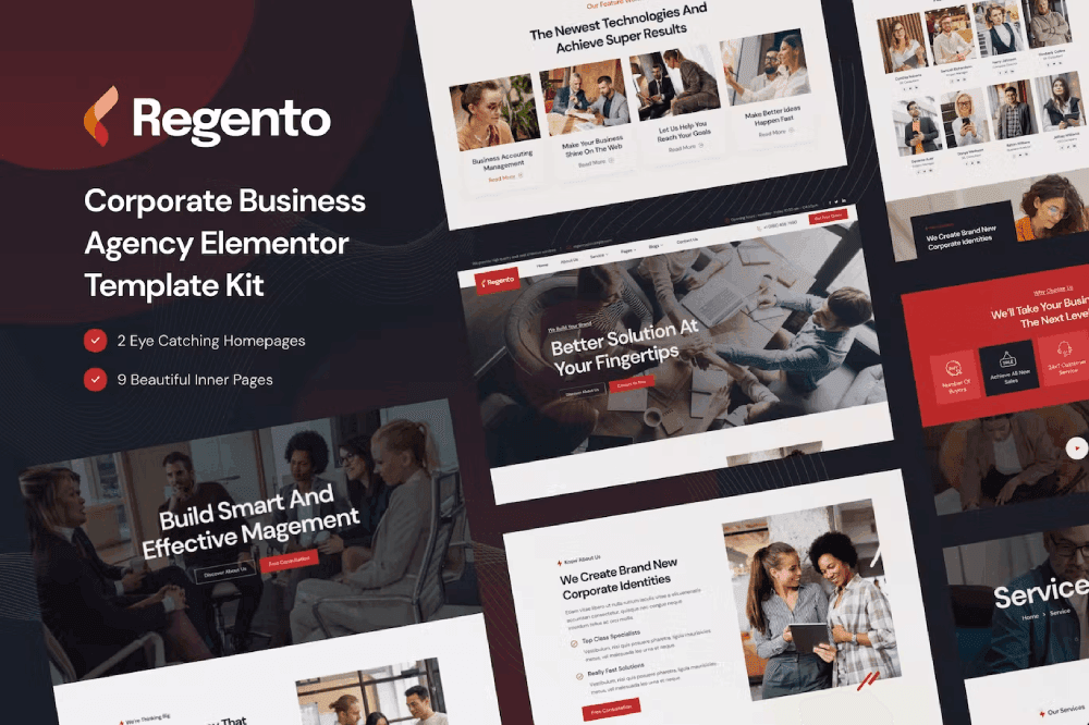 Regento – Business Agency Elementor Template Kit TemplateGoat business Elementor template