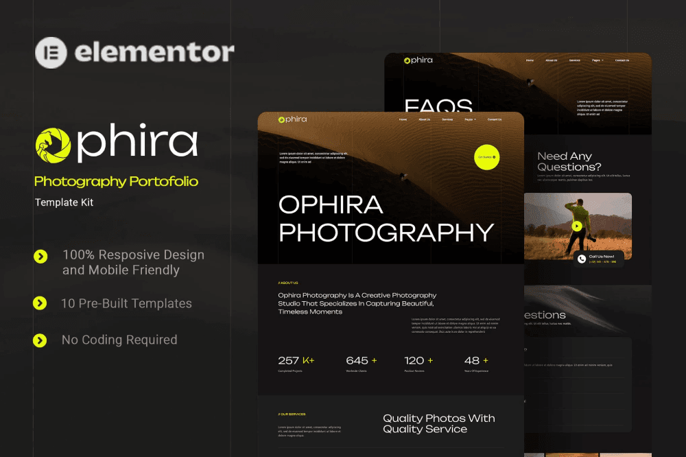 Ophira – Photography Portfolio Elementor Template Kit templategoat