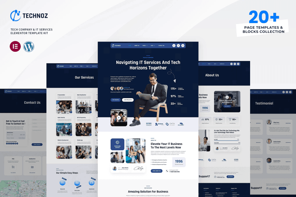 Technoz – Tech Company & IT Services Elementor Pro Template Kit Templategoat