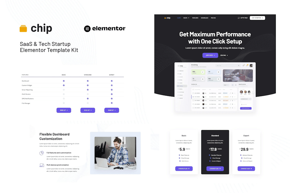 Chip – SaaS & Tech Startup Elementor Template Kit SaaS Elementor template