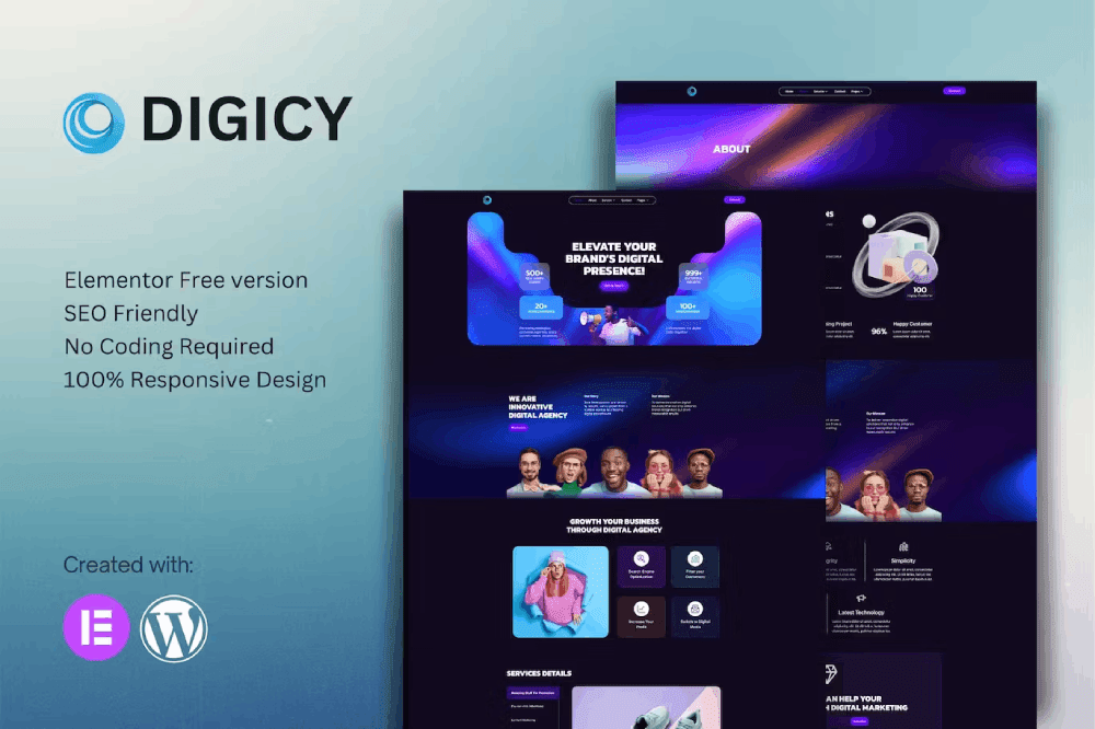 Digicy – Digital Marketing Agency Elementor Template Kit digital marketing Elementor template