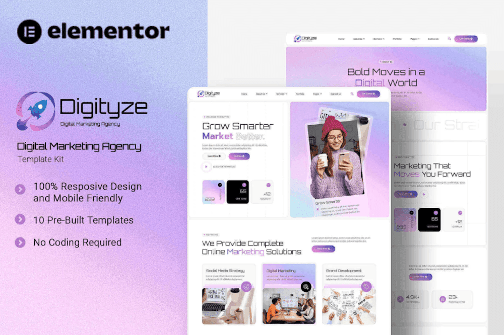 Digityze – Digital Marketing Agency Elementor Template Kit digital marketing Elementor template