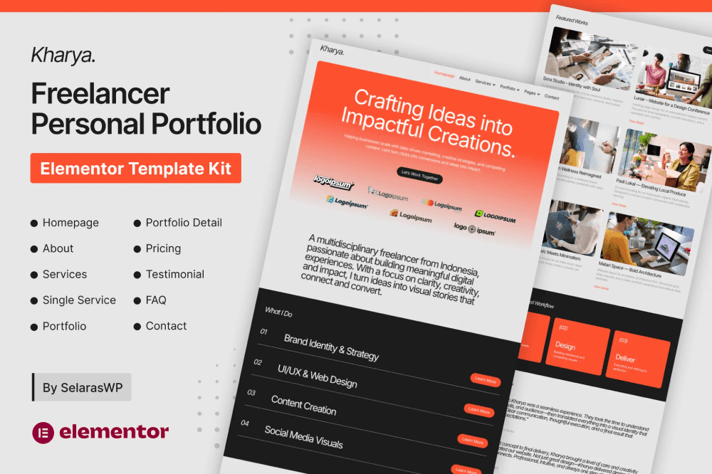 Kharya – Personal CV Freelancer Elementor Template Kit personal CV Elementor template freelancer portfolio website template