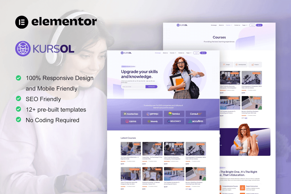 Kursol – Online Course & Education Elementor Pro Template Kit