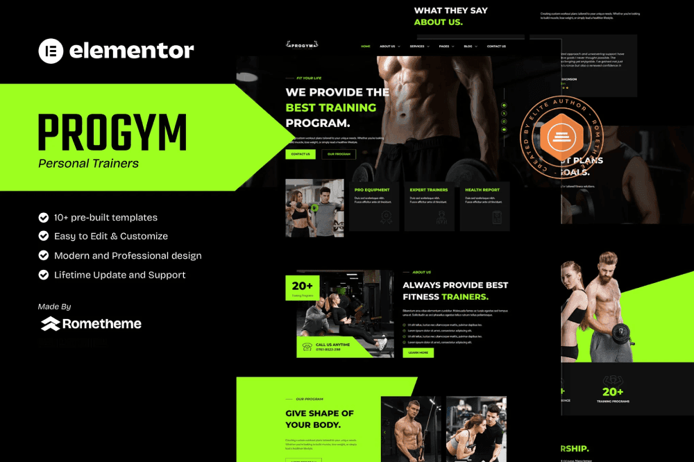 Progym – Personal Trainers & Fitness Elementor Template Kit personal trainer Elementor template