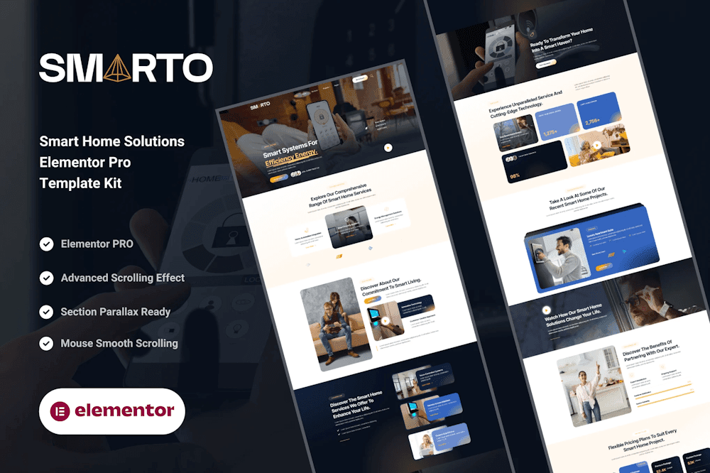 Smarto – Smart Home Solutions Elementor Pro Template Kit templategoat smart home Elementor template