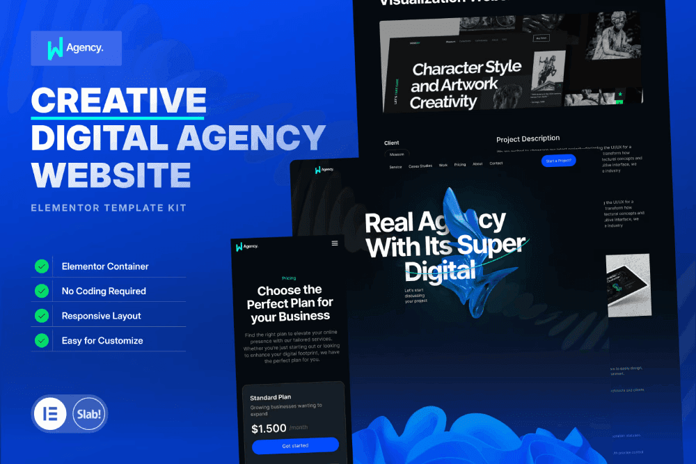 WAgency – Creative Digital Agency Elementor Template Kit digital agency Elementor template