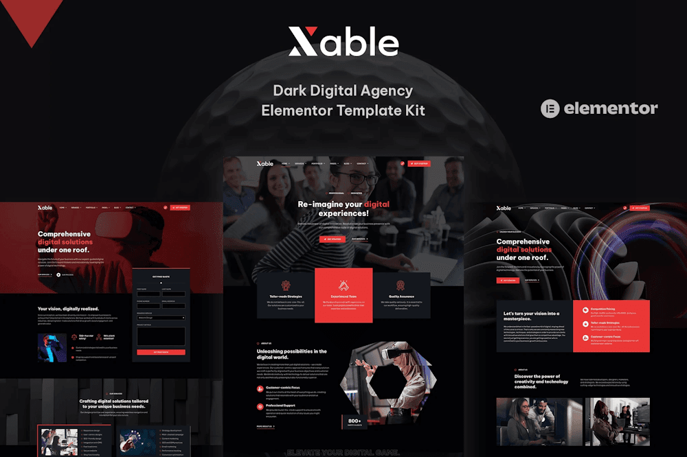 Xable – Digital Agency Elementor Template Kit creative digital agency Elementor template