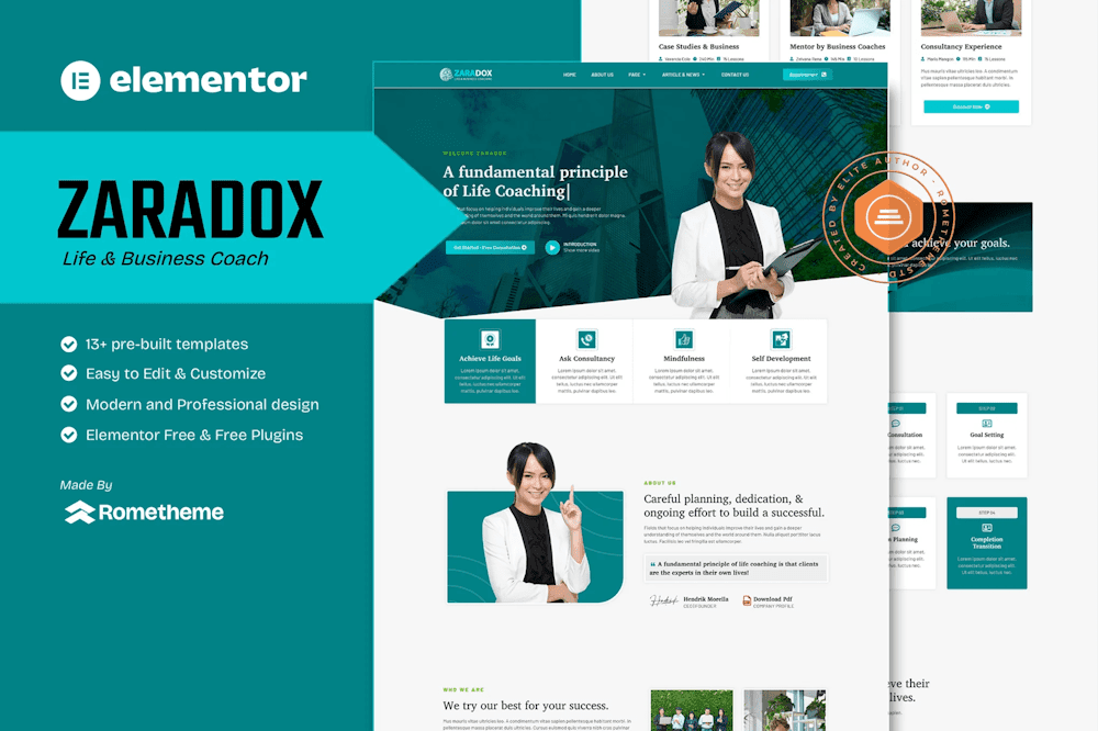 Zaradox – Life & Business Coach Elementor Template Kit life coach Elementor template