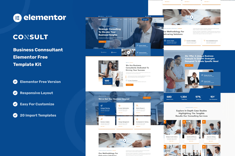 Consult - Business Consulting & Strategy Elementor Template Kit business consulting Elementor template
