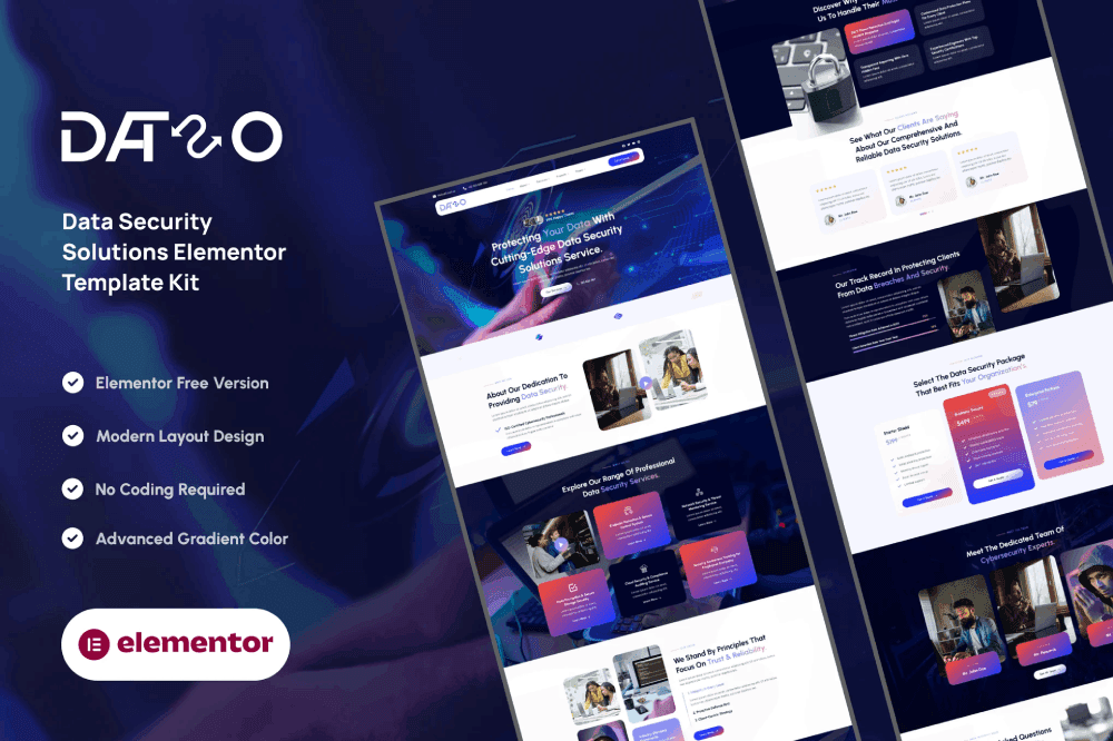 Dataso – Data Security Solutions Elementor Template Kit data security Elementor template