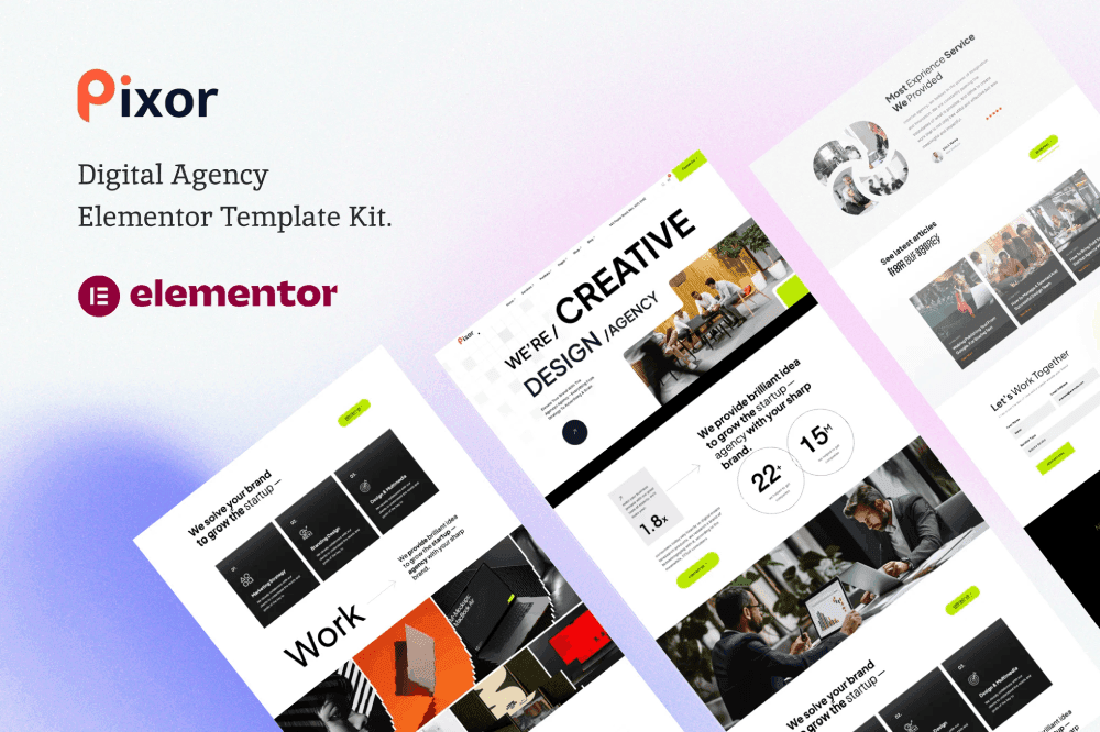 Pixor – Creative Digital Agency Elementor Template Kit free agency elementor template