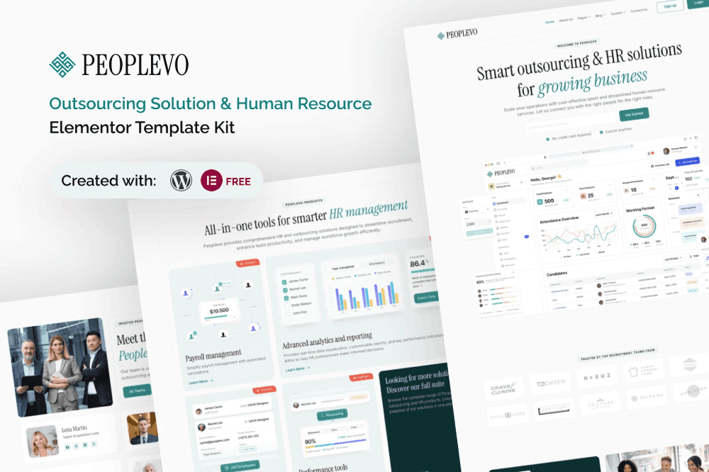 Peoplevo – Outsourcing Solution & Human Resource Elementor Template Kit HR Elementor template