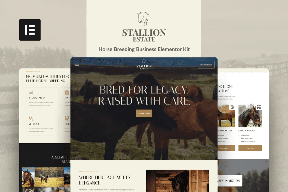 StallionEstate – Horse Breeding Business Elementor Template Kit
