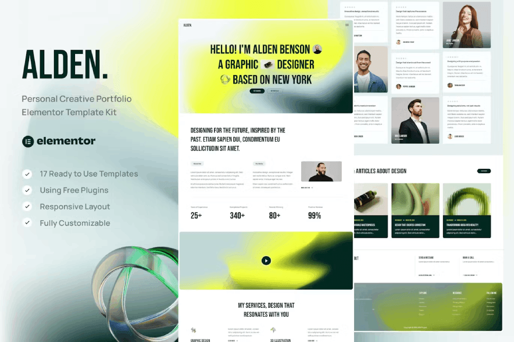 Alden – Personal Creative Portfolio Elementor Template Kit