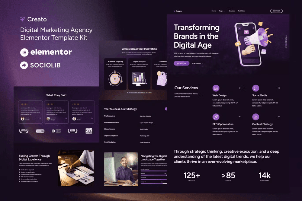 Creato – Digital Marketing Agency Elementor Template Kit