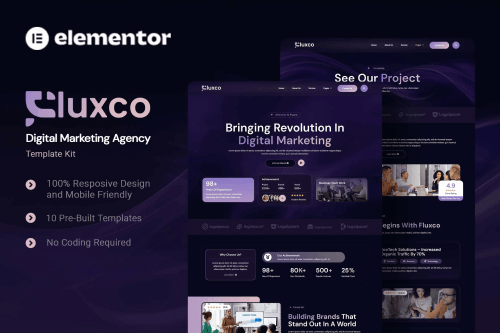 Fluxco – Digital Marketing Agency Elementor Template Kit
