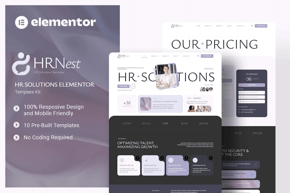 HRNest – HR Solutions Elementor Template Kit HR Elementor template