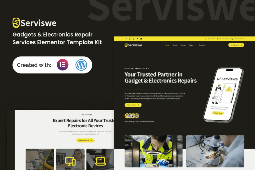 Serviswe – Gadget & Electronic Repair Elementor Template Kit