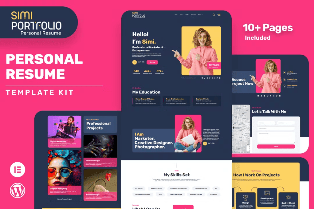 Simi – Personal Portfolio & Resume Elementor Template Kit