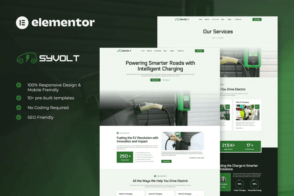 Syvolt – Electric Vehicle & Charging Station Elementor Template Kit