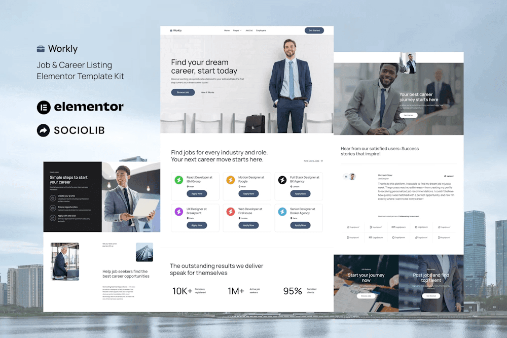 Workly – Job Listing & Career Recruitment Elementor Template Kit job listing Elementor template