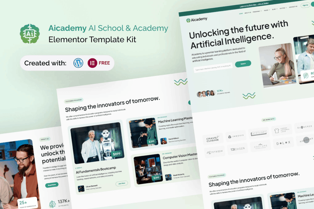 AIAcademy – AI School & Academy Elementor Template Kit