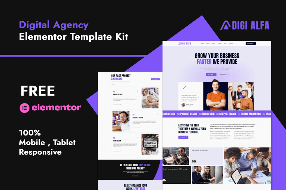 DigiAlfa – Digital Agency Elementor Template Kit