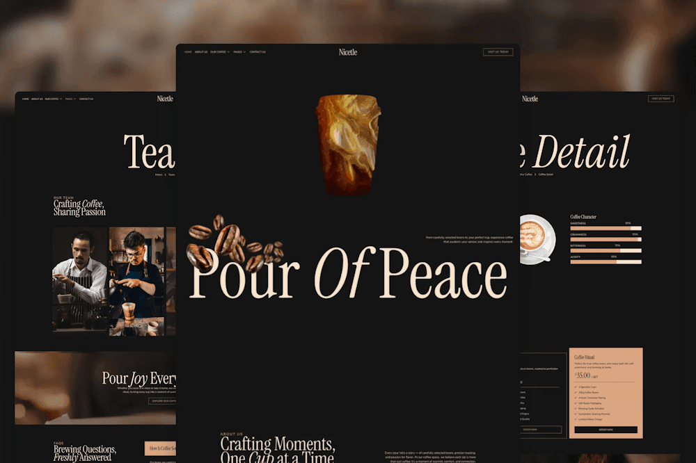 Nicetle – Modern Elegant Coffee Shop & Roastery Elementor Template Kit