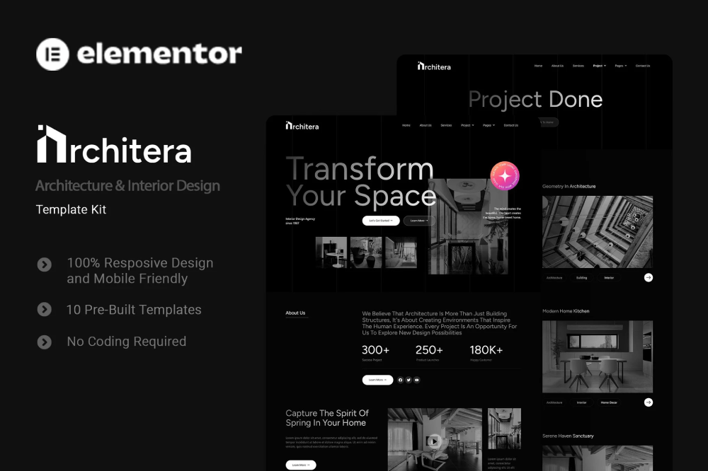 Architera – Architecture & Interior Design Elementor Template Kit architecture Elementor template