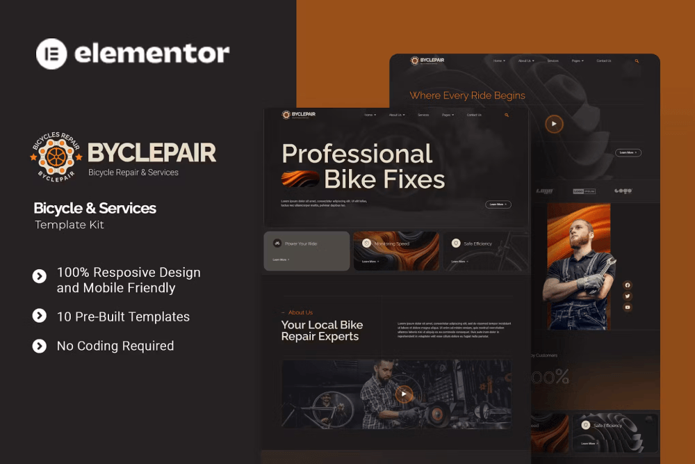 Byclepair – Bicycle & Service Elementor Template Kit