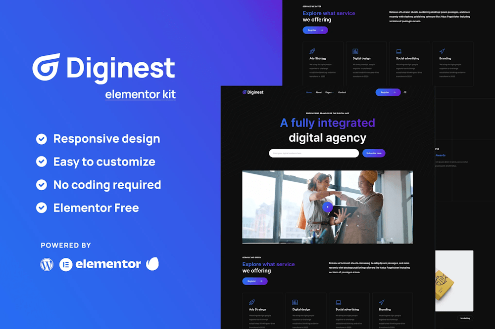 Diginest – Digital Agency Services Elementor Template Kit