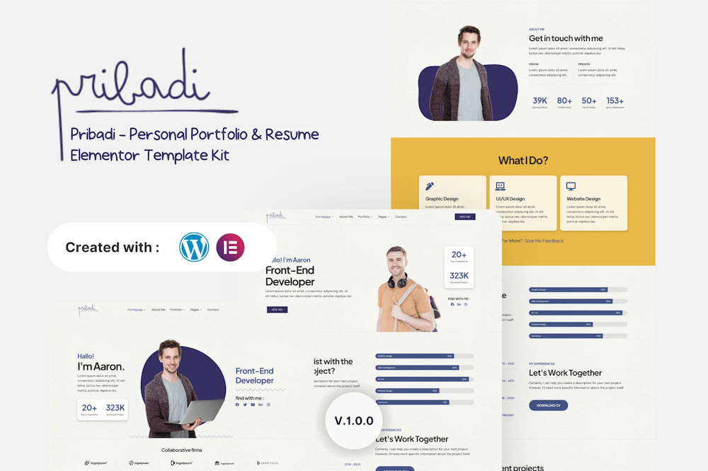 Pribadi – Personal Portfolio Elementor Template Kit