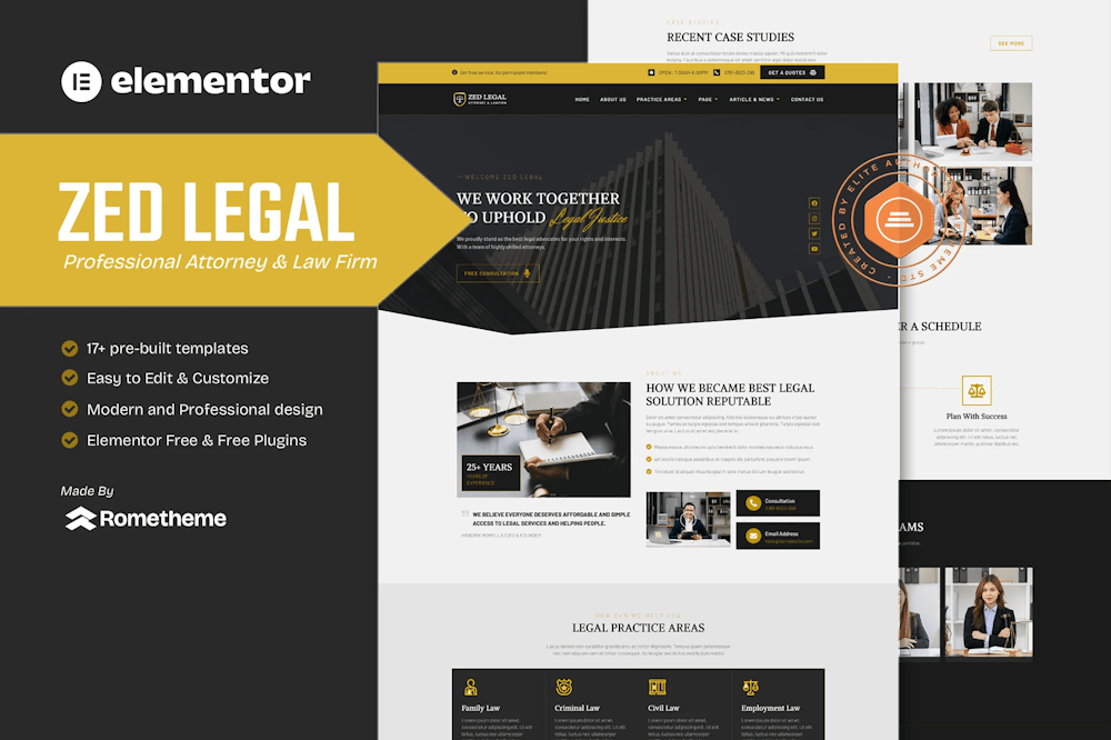 Zed Legal – Professional Attorney & Law Firm Elementor Template Kit